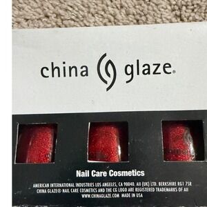 China Glaze Ring In The Red Nail Polish Glitter Shimmer 3 Pack of‎ 30.5oz